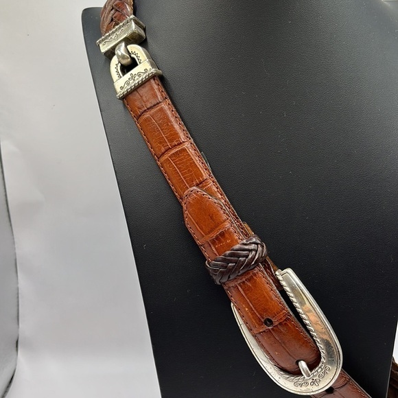 Vintage Brighton Two Tone Brown Leather and Leather Braid Size M 30 - Picture 2 of 12